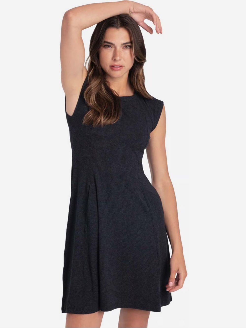Lole Villeray Black Ribbed Sleeveless Pocket Dress Women’s Medium